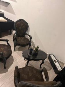 MachetáVibes Home的客厅配有两把椅子和一张茶几