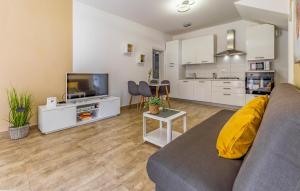 a living room with a couch and a tv and a kitchen at 4 Bedroom Cozy Home In Barbariga in Barbariga +44 photos