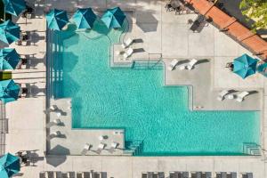 an overhead view of a pool at a resort at Brand new 1 bed apt in the heart of Midtown in Houston