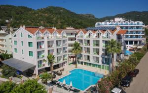 an aerial view of a hotel with a swimming pool at Palmea Hotel in Marmaris