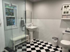 a bathroom with a toilet and a sink and a shower at Luxury and comfy Home- Niagara getaway in Niagara Falls +7 photos