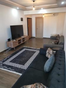 a living room with a couch and a flat screen tv at Narac Dom in Fethiye