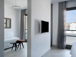 Televiisor ja/või meelelahutuskeskus majutusasutuses Acteon Hotel