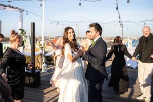 a bride and groom exit their wedding ceremony at Pytloun Boutique Hotel Prague in Prague