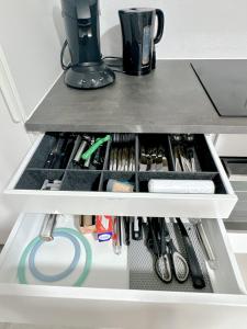 Кухня або міні-кухня у Zweizimmerwohnung in wenigen Minuten in Frankfurt