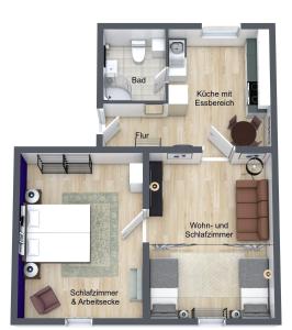 Půdorys ubytování Stylish im Altbau, Netflix, Sonos, nahe 3M und Vorwerk
