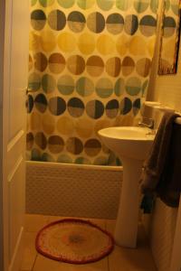 a bathroom with a sink and a shower with a sink at Habitación privada en Esquel in Esquel