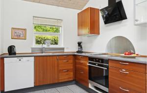 Bøtø ByにあるHoliday Home Kaninstien Vi Dnmkの木製のキャビネットとシンクを備えたキッチン