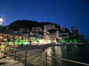 a group of buildings on a beach at night at Adelegigi in Cetara +8 photos