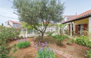 a garden with a tree and purple flowers at Holiday Home Put Vrljuge Iv in Sukošan
