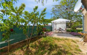 a garden with a tent and a tree at Stunning Apartment In Pula With Wifi in Pula