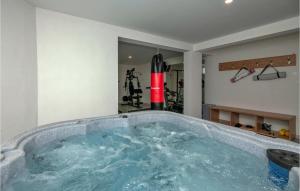 un jacuzzi dans une chambre avec salle de sport dans l'établissement Amazing Home In Donji Prolozac, à Donji Proložac 52 autres photos