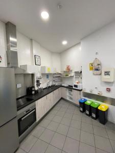 Kuchyň nebo kuchyňský kout v ubytování Downtown River Hostel