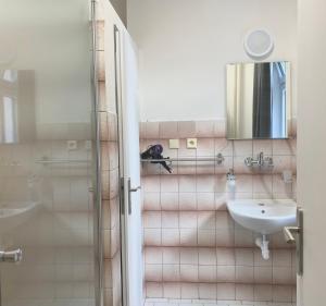 Koupelna v ubytování Hotel Labe