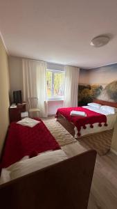 Ένα ή περισσότερα κρεβάτια σε δωμάτιο στο Pensiunea La Mesteceni -Zur Birke, Poiana Marului-Caras Severin