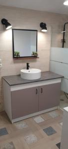 a bathroom with a sink and a mirror at Maison de maître in Bressuire +13 photos