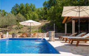 basen z parasolem i leżakami oraz basen w obiekcie Four-Bedroom Holiday Home In Grubine w mieście Grubine