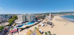 an aerial view of a beach and buildings at Effect Grand Victoria Hotel - Ultra All Inclusive in Sunny Beach