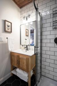 TaylorsCharming Studio in Taylors by Brick and Home的带水槽和淋浴的浴室