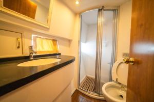 ein Badezimmer mit Waschbecken, Dusche und Toilette in der Unterkunft Luxury Yachts Istanbul in Istanbul