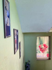 three pictures are hanging on a wall at Hotel Golden Galaxy and Restaurant in Mahabaleshwar +21 photos
