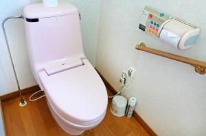 a bathroom with a white toilet in a room at 丘の上白亜の洋館風別荘静かな小さなお宿Guest House Itoh 2名様から6名様 in Asahikawa +125 photos