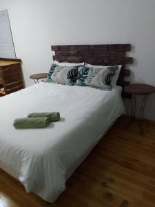 Un pat sau paturi într-o cameră la Green Leaf Cottage in Jeffreys Bay