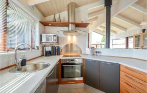 a kitchen with a sink and a stove at Holiday Home Sofievej Knebel X in Skødshoved Strand