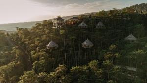 an aerial view of a hill with trees and houses at Munduk Heaven Luxury Villas in Munduk