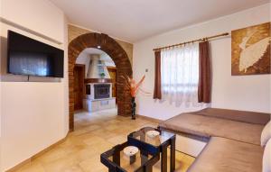 a living room with a couch and a tv and a kitchen at Pet Friendly Home In Gudovac With Wifi in Gudovac