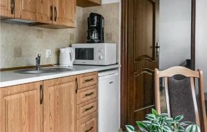 eine Küche mit Spüle und Mikrowelle in der Unterkunft 1 Bedroom Nice Apartment In Debina in Debina