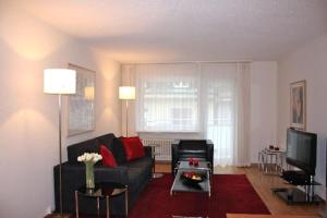 a living room with a couch and a tv at Executive 2 BD flat in city center - Hösch 1 in Zürich