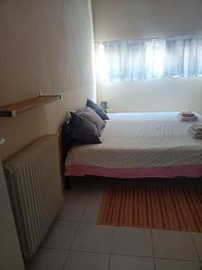 a bedroom with a bed and a window at Γκαρσονιέρα κοντά στο πανεπιστήμιο, περ κόμβος ΤΕΙ in Kozani