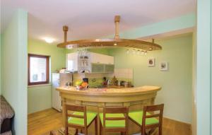 eine Küche mit einer großen Insel in der Mitte in der Unterkunft Gorgeous Home In Jadranovo With Kitchen in Jadranovo