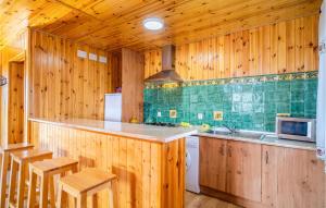 a kitchen with wooden walls and a counter with a sink at Amazing Home In El Borge With Wifi in Moclinejo