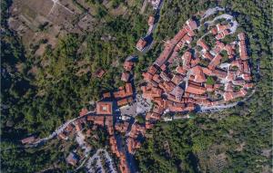 an overhead view of a village with houses and trees at Stunning Apartment In Labin With House Sea View in Labin +16 photos