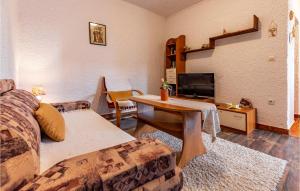 a living room with a bed and a table and a tv at Awesome Apartment In Premantura in Premantura