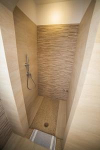 a bathroom with a shower with a shower head at Castelopetra in Katapola