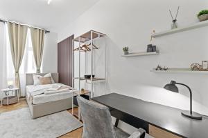 Posteľ alebo postele v izbe v ubytovaní Zentrale, stilvolle und gemütliche Wohnung
