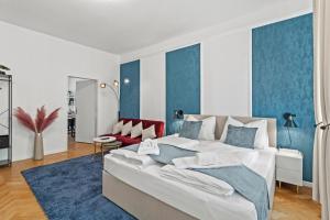 Posteľ alebo postele v izbe v ubytovaní Zentrale, stilvolle und gemütliche Wohnung