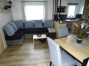 Mobil home moderne neuf et ultra équipé de 6 à 8 couchages的休息区