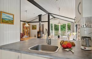 a kitchen with a sink and a counter top at Nice Home In Højslev With Kitchen in Højslev +19 photos