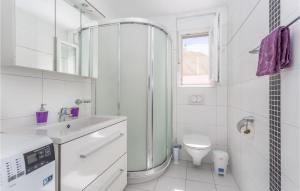 a white bathroom with a shower and a toilet at Lovely Apartment In Malinska With Wifi in Malinska