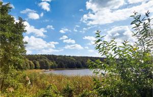 a view of a lake with trees in the background at 3 Bedroom Lovely Apartment In Wiselka in Wisełka