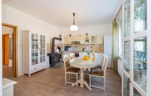 a kitchen with a table and chairs in a room at Holiday Home Skabrnja 79 With Outdoor Swimmingpool in Galovac