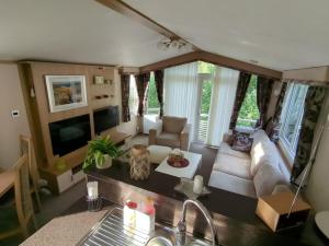 an aerial view of a living room at Koie Holiday Home 25 in Stranda