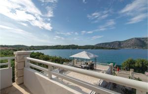 Elle comprend un balcon offrant une vue sur le lac. dans l'établissement Apartment Racisce, à Račišće