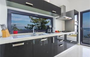 kuchnia ze zlewem i dużym oknem w obiekcie 4 Bedroom Beautiful Home In Labin w mieście Vicani