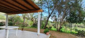 a pavilion with a white table on a patio at La Mimosa Bianca in Tertenìa