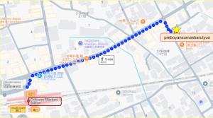 une carte des améliorations proposées à la voie libre dans l'établissement Prevoyance前原中央, à Itoshima